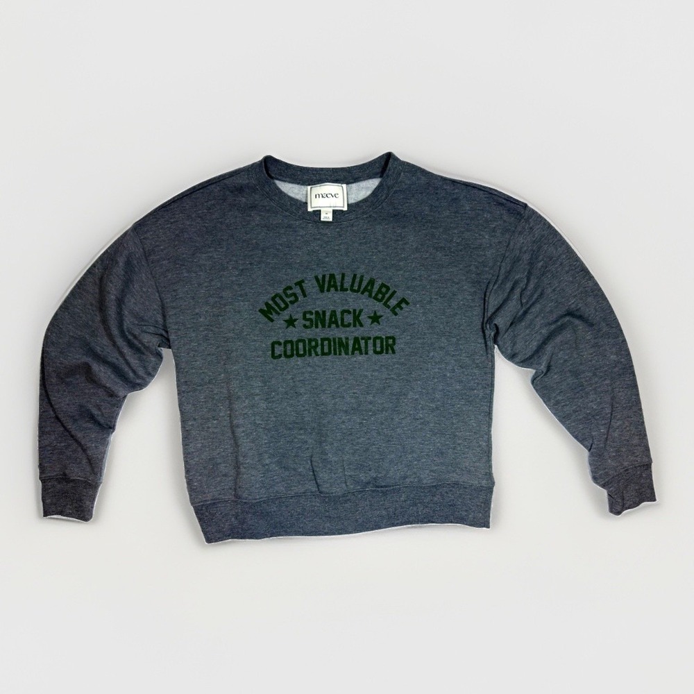 Maeve Anthropologie XS Gray "Most Valuable Snack Coordinator" Sweatshirt